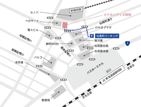 伝馬町パーキング　駐車場マップ